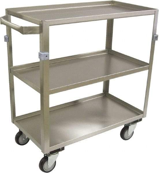 Jamco - 600 Lb Capacity, 22" Wide x 48" Long x 34" High Shelf Cart - 3 Shelf, Stainless Steel, 4 Swivel Casters - Benchmark Tooling