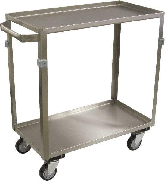 Jamco - 600 Lb Capacity, 22" Wide x 36" Long x 34" High Service Cart - 2 Shelf, Stainless Steel, 4 Swivel Casters - Benchmark Tooling