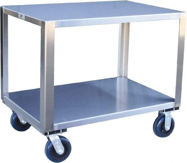 Jamco - 1,800 Lb Capacity, 24" Wide x 36" Long x 31" High Transport Cart - 2 Shelf, Stainless Steel, 2 Rigid/2 Swivel Casters - Benchmark Tooling