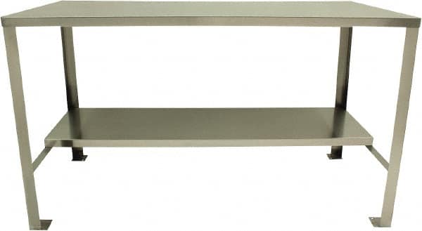 Jamco - 60 Wide x 30" Deep x 35" High, 14 Gauge Stainless Steel Workbench - 14 Gauge Stainless Steel Top, Angle Legs, Stainless - Benchmark Tooling