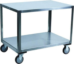 Jamco - 1,200 Lb Capacity, 60" Wide x 30" Long x 30" High Transport Cart - 2 Shelf, Stainless Steel, 2 Rigid/2 Swivel Casters - Benchmark Tooling