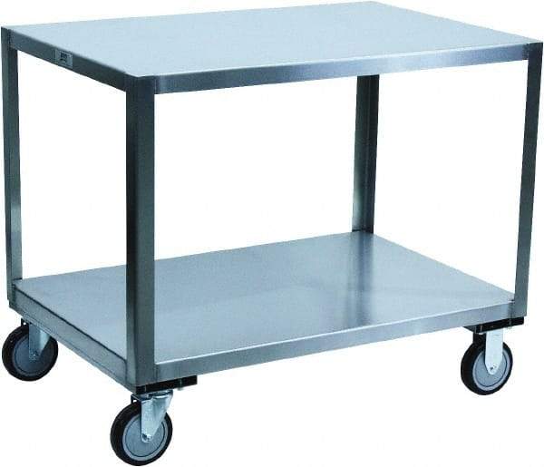 Jamco - 1,200 Lb Capacity, 36" Wide x 24" Long x 30" High Transport Cart - 2 Shelf, Stainless Steel, 2 Rigid/2 Swivel Casters - Benchmark Tooling