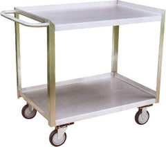 Jamco - 1,200 Lb Capacity, 36" Wide x 18" Long x 35" High Shelf Cart - 2 Shelf, Stainless Steel, 2 Rigid/2 Swivel Casters - Benchmark Tooling