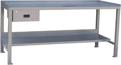 Jamco - 60 Wide x 30" Deep x 34" High, 12 Gauge Steel Heavy-Duty Workbench with Drawer - 12 Gauge Steel Top, Fixed Legs, Gray - Benchmark Tooling