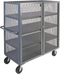Jamco - 3,000 Lb Capacity, 4 Shelf, 4-Sided Steel Mesh Security Truck - 30" Long x 60" Wide x 57" High, 6" Diam Phenolic Wheels - Benchmark Tooling