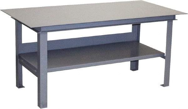 Jamco - 72 Wide x 36" Deep x 34" High, 12 Gauge Steel Work Table - 12 Gauge Steel Top, Fixed Legs, Gray - Benchmark Tooling
