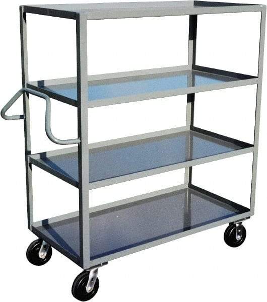 Jamco - 3,000 Lb Capacity, 4 Shelf, Steel Stock Truck - 30" Long x 60" Wide x 60" High, 6" Diam Phenolic Wheels - Benchmark Tooling
