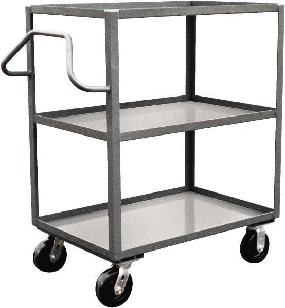 Jamco - 3,000 Lb Capacity, 3 Shelf, Steel Stock Truck - 24" Long x 48" Wide x 48" High, 6" Diam Phenolic Wheels - Benchmark Tooling