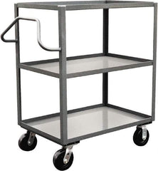 Jamco - 3,000 Lb Capacity, 3 Shelf, Steel Stock Truck - 24" Long x 48" Wide x 48" High, 6" Diam Phenolic Wheels - Benchmark Tooling