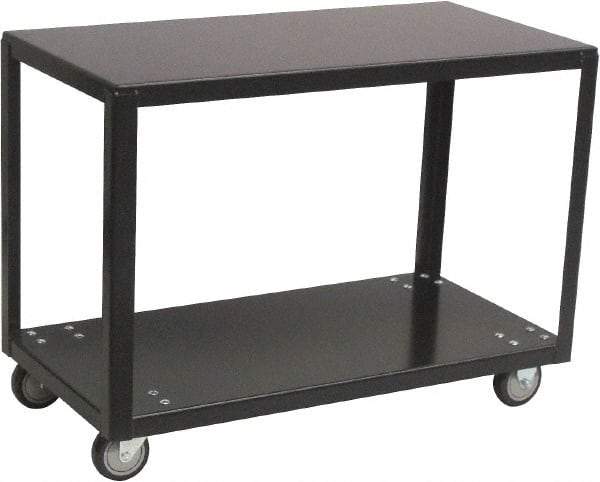 Jamco - 800 Lb Capacity, 30" Wide x 18" Long x 28" High Transport Cart - 2 Shelf, Steel, 2 Rigid/2 Swivel Casters - Benchmark Tooling