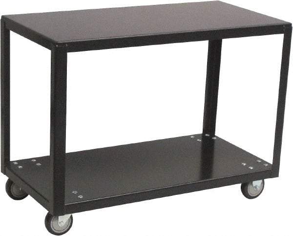 Jamco - 800 Lb Capacity, 36" Wide x 18" Long x 28" High Transport Cart - 2 Shelf, Steel, 2 Rigid/2 Swivel Casters - Benchmark Tooling