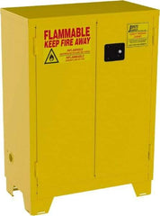 Jamco - 2 Door, 2 Shelf, Yellow Steel Double Wall Safety Cabinet for Flammable and Combustible Liquids - 49" High x 18" Wide x 34" Deep, Self Closing Door, 3 Point Key Lock, 28 Gal Capacity - Benchmark Tooling