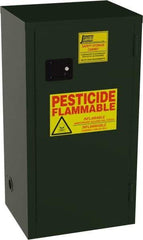 Jamco - 1 Door, 2 Shelf, Green Steel Double Wall Safety Cabinet for Flammable and Combustible Liquids - 44" High x 18" Wide x 23" Deep, Manual Closing Door, 3 Point Key Lock, 18 Gal Capacity - Benchmark Tooling