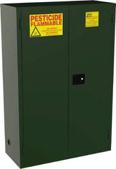 Jamco - 2 Door, 2 Shelf, Green Steel Double Wall Safety Cabinet for Flammable and Combustible Liquids - 44" High x 18" Wide x 43" Deep, Self Closing Door, 3 Point Key Lock, 45 Gal Capacity - Benchmark Tooling