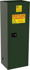 Jamco - 1 Door, 3 Shelf, Green Steel Double Wall Safety Cabinet for Flammable and Combustible Liquids - 65" High x 18" Wide x 23" Deep, Self Closing Door, 3 Point Key Lock, 24 Gal Capacity - Benchmark Tooling