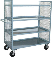 Jamco - 3,000 Lb Capacity, 4 Shelf, 2-Sided Steel Mesh Stock Truck - 36" Long x 72" Wide x 57" High, 6" Diam Phenolic Wheels - Benchmark Tooling