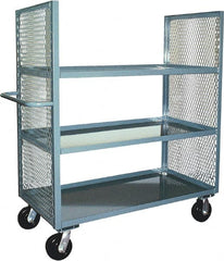 Jamco - 3,000 Lb Capacity, 3 Shelf, 2-Sided Steel Mesh Stock Truck - 24" Long x 36" Wide x 57" High, 6" Diam Phenolic Wheels - Benchmark Tooling