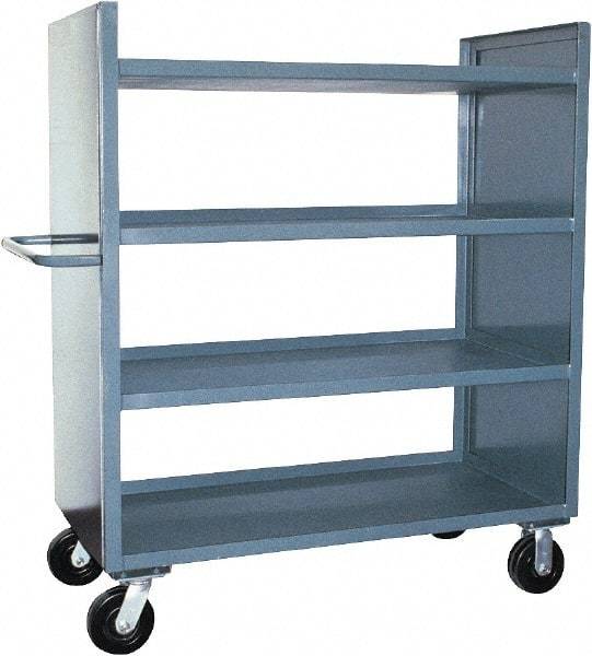 Jamco - 3,000 Lb Capacity, 4 Shelf, 2-Sided Steel Shelf Truck - 30" Long x 60" Wide x 57" High, 6" Diam Phenolic Wheels - Benchmark Tooling