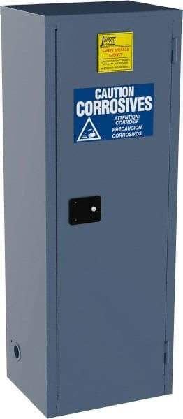 Jamco - 1 Door, 3 Shelf, Blue Steel Double Wall Safety Cabinet for Flammable and Combustible Liquids - 65" High x 18" Wide x 23" Deep, Self Closing Door, 3 Point Key Lock, 24 Gal Capacity - Benchmark Tooling