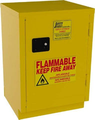 Jamco - 1 Door, 1 Shelf, Yellow Steel Double Wall Safety Cabinet for Flammable and Combustible Liquids - 35" High x 22" Wide x 24" Deep, Manual Closing Door, 3 Point Key Lock, 12 Gal Capacity - Benchmark Tooling