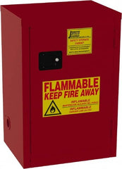 Jamco - 1 Door, 2 Shelf, Red Steel Double Wall Safety Cabinet for Flammable and Combustible Liquids - 35" High x 18" Wide x 23" Deep, Manual Closing Door, 3 Point Key Lock, 18 Gal Capacity - Benchmark Tooling