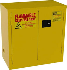 Jamco - 2 Door, 1 Shelf, Yellow Steel Double Wall Safety Cabinet for Flammable and Combustible Liquids - 35" High x 34" Wide x 18" Deep, Manual Closing Door, 3 Point Key Lock, 22 Gal Capacity - Benchmark Tooling