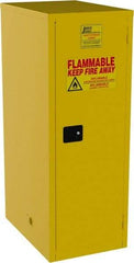 Jamco - 1 Door, 3 Shelf, Yellow Steel Double Wall Safety Cabinet for Flammable and Combustible Liquids - 65" High x 34" Wide x 23" Deep, Self Closing Door, 3 Point Key Lock, 60 Gal Capacity - Benchmark Tooling