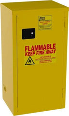 Jamco - 1 Door, 2 Shelf, Yellow Steel Double Wall Safety Cabinet for Flammable and Combustible Liquids - 44" High x 23" Wide x 18" Deep, Self Closing Door, 3 Point Key Lock, 18 Gal Capacity - Benchmark Tooling