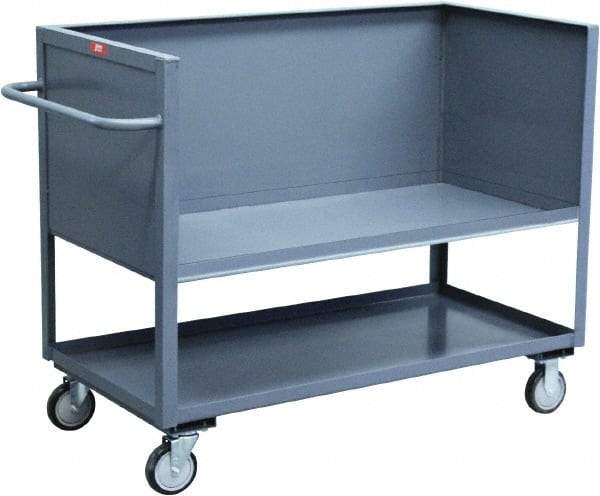 Jamco - 1,200 Lb Capacity, 2 Shelf, 3-Sided Steel Truck - 30" Long x 48" Wide x 44" High, 8" Diam Wheels - Benchmark Tooling
