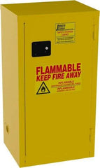 Jamco - 1 Door, 2 Shelf, Yellow Steel Double Wall Safety Cabinet for Flammable and Combustible Liquids - 44" High x 18" Wide x 23" Deep, Manual Closing Door, 3 Point Key Lock, 18 Gal Capacity - Benchmark Tooling