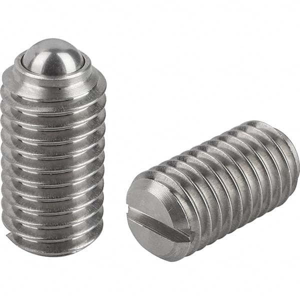 KIPP - 10-32, 3mm Ball Diam, 12mm Body Length, 0.9mm Max Ball Reach, Threaded Ball Plunger - Benchmark Tooling