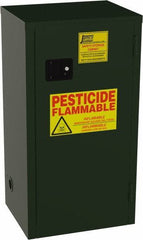 Jamco - 1 Door, 2 Shelf, Green Steel Double Wall Safety Cabinet for Flammable and Combustible Liquids - 44" High x 18" Wide x 23" Deep, Self Closing Door, 3 Point Key Lock, 18 Gal Capacity - Benchmark Tooling