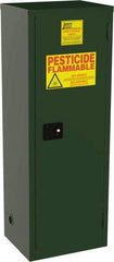 Jamco - 1 Door, 3 Shelf, Green Steel Double Wall Safety Cabinet for Flammable and Combustible Liquids - 65" High x 18" Wide x 23" Deep, Manual Closing Door, 3 Point Key Lock, 24 Gal Capacity - Benchmark Tooling