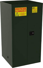 Jamco - 2 Door, 2 Shelf, Green Steel Double Wall Safety Cabinet for Flammable and Combustible Liquids - 65" High x 34" Wide x 34" Deep, Manual Closing Door, 3 Point Key Lock, 60 Gal Capacity - Benchmark Tooling