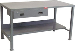 Jamco - 60 Wide x 30" Deep x 34" High, 12 Gauge Steel Heavy-Duty Workbench with Drawer - 12 Gauge Steel Top, Fixed Legs, Gray - Benchmark Tooling