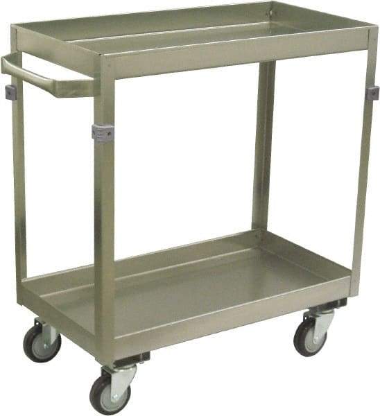 Jamco - 600 Lb Capacity, 48" Wide x 22" Long x 34" High Deep Shelf Cart - 2 Shelf, Stainless Steel, 4 Swivel Casters - Benchmark Tooling