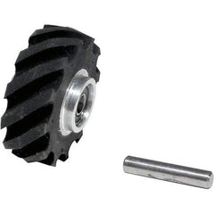 Dynabrade - 2" Diam x 5/8" Wide Contact Wheel Assembly - 5/8" Arbor Hole, Crowned, 40 Duro Rubber Face - Benchmark Tooling