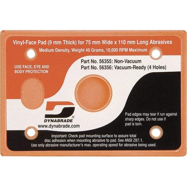 Dynabrade - 4-1/4 x 3" Rectangular Adhesive/PSA Backing Pad - Dynabug II Compatible, Screw Attachment, Nonvacuum Pad, 3/8" Thick, Medium Density - Benchmark Tooling