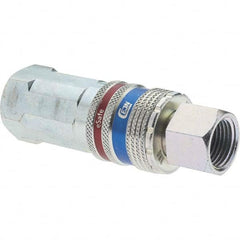 Dynabrade - 2 Piece 3/8" Body 3/8 NPT 150 psi Brass/Steel Industrial Pneumatic Coupling Plug Set - Benchmark Tooling