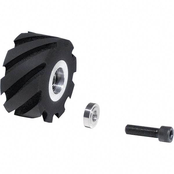 Dynabrade - 2" Diam x 1" Wide Contact Wheel Assembly - 1/4" Arbor Hole, Standard, 90 Duro Urethane Face - Benchmark Tooling