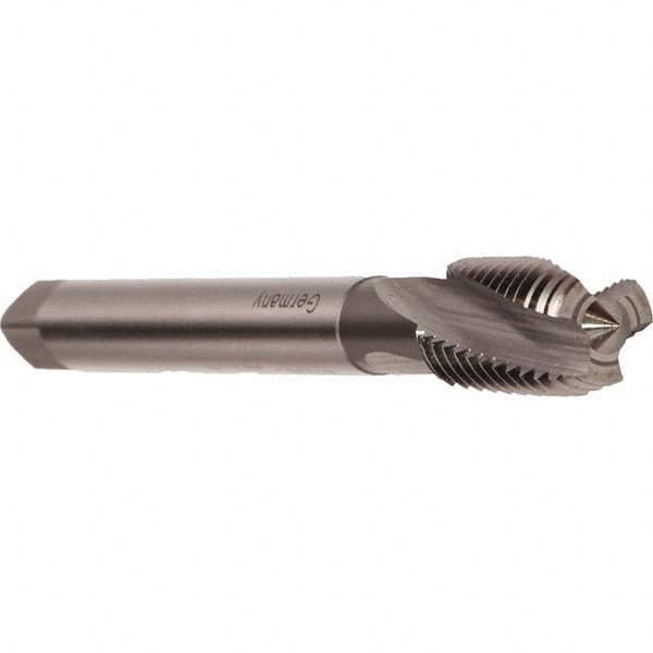 Emuge - M12x1.75 Metric 3 Flute 6H Modified Bottoming Spiral Flute Tap - Cobalt, Bright Finish, 75mm OAL, Right Hand Flute, Right Hand Thread, Series Rekord D - Exact Industrial Supply