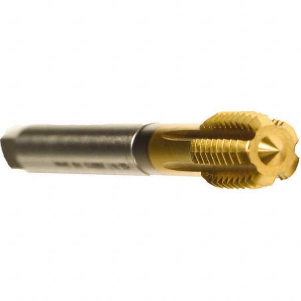 Emuge - 5/8-18 UNF 2BX Modified Bottoming Thread Forming Tap - Cobalt, TiN Finish, 3.937" OAL, 0.591" Thread Length, Right Hand Thread, Series Druck - Benchmark Tooling