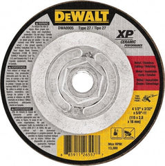 DeWALT - 24 Grit, 4-1/2" Wheel Diam, Type 27 Depressed Center Wheel - Coarse/Medium Grade, Ceramic, N Hardness, 13,300 Max RPM - Benchmark Tooling
