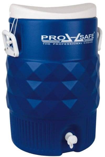 PRO-SAFE - 5 Gal Beverage Cooler - Plastic, Blue/White - Benchmark Tooling