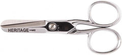 Heritage Cutlery - 1-1/2" LOC, 4-1/4" OAL Chrome Plated Standard Scissors/Shears - Right Hand, Steel Straight Handle, For Heavy Patterns, Layers of Material, Materials with Pins - Benchmark Tooling