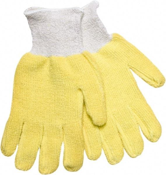 MCR Safety - Size S, ANSI Cut Lvl 3, Kevlar/Polycotton Cut Resistant Gloves - 12" Long, Knit Wrist, Yellow, Paired - Benchmark Tooling