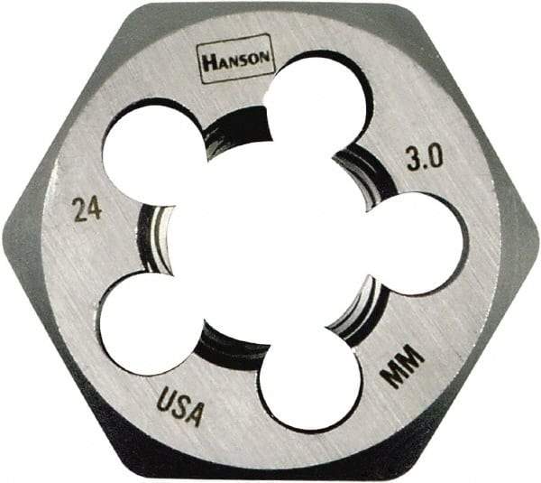 Irwin Hanson - M22x1.50 Metric Fine Thread, 1-13/16" Hex, Right Hand Thread, Hex Rethreading Die - Carbon Steel - Exact Industrial Supply