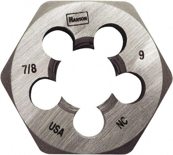 Irwin Hanson - 7/8-14 UNF Thread, 1-13/16" Hex, Right Hand Thread, Hex Rethreading Die - Carbon Steel - Exact Industrial Supply