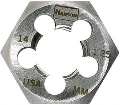 Irwin Hanson - M24x1.50 Metric Fine Thread, 1-13/16" Hex, Right Hand Thread, Hex Rethreading Die - Carbon Steel, 1" Thick - Exact Industrial Supply