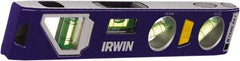 Irwin - Magnetic 9" Long 4 Vial Torpedo Level - Aluminum/Die Cast, Blue, 1 22.5°, 1 45°, 1 Level & 1 Plumb Vials - Benchmark Tooling